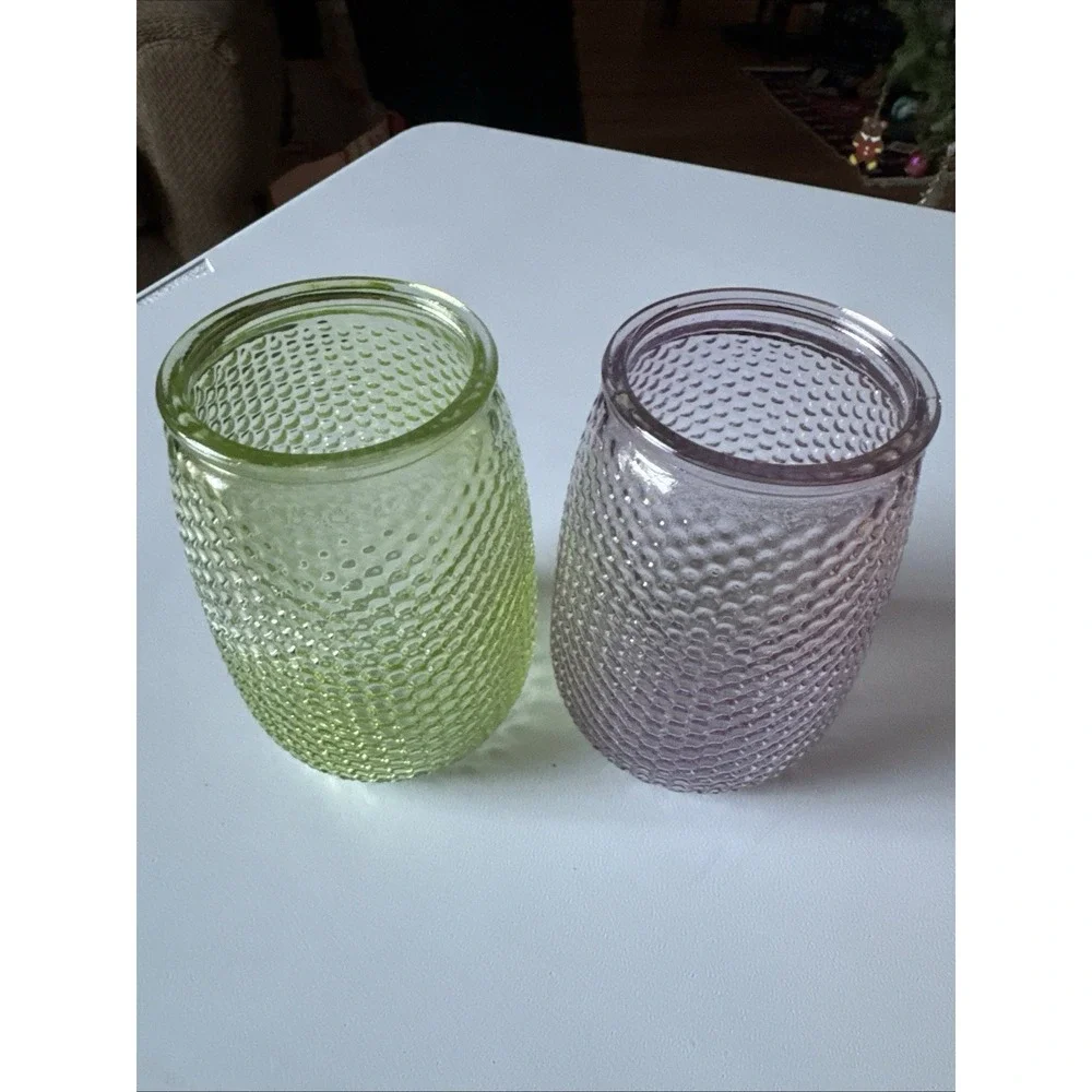 Vintage Glass Honeycomb Vase Purple MCM 6 x 4